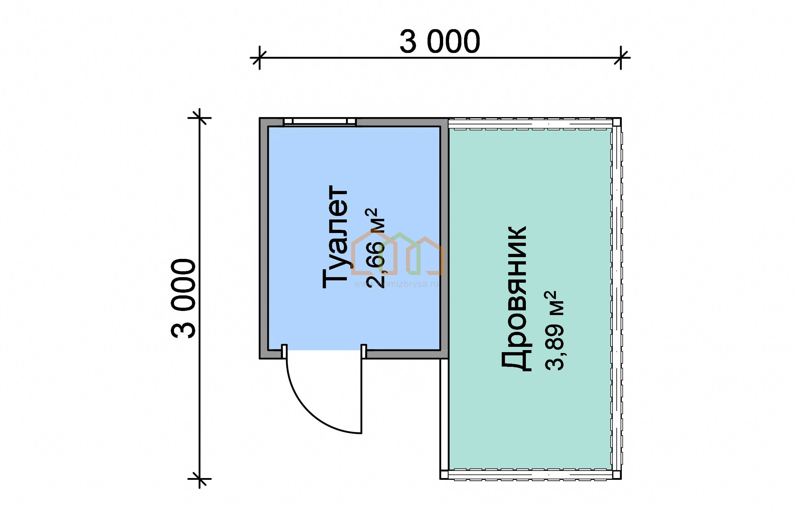 Угловой хозблок с туалетом и дровником 3x3 (9 м²), цена 182500 руб. под  ключ в Химках