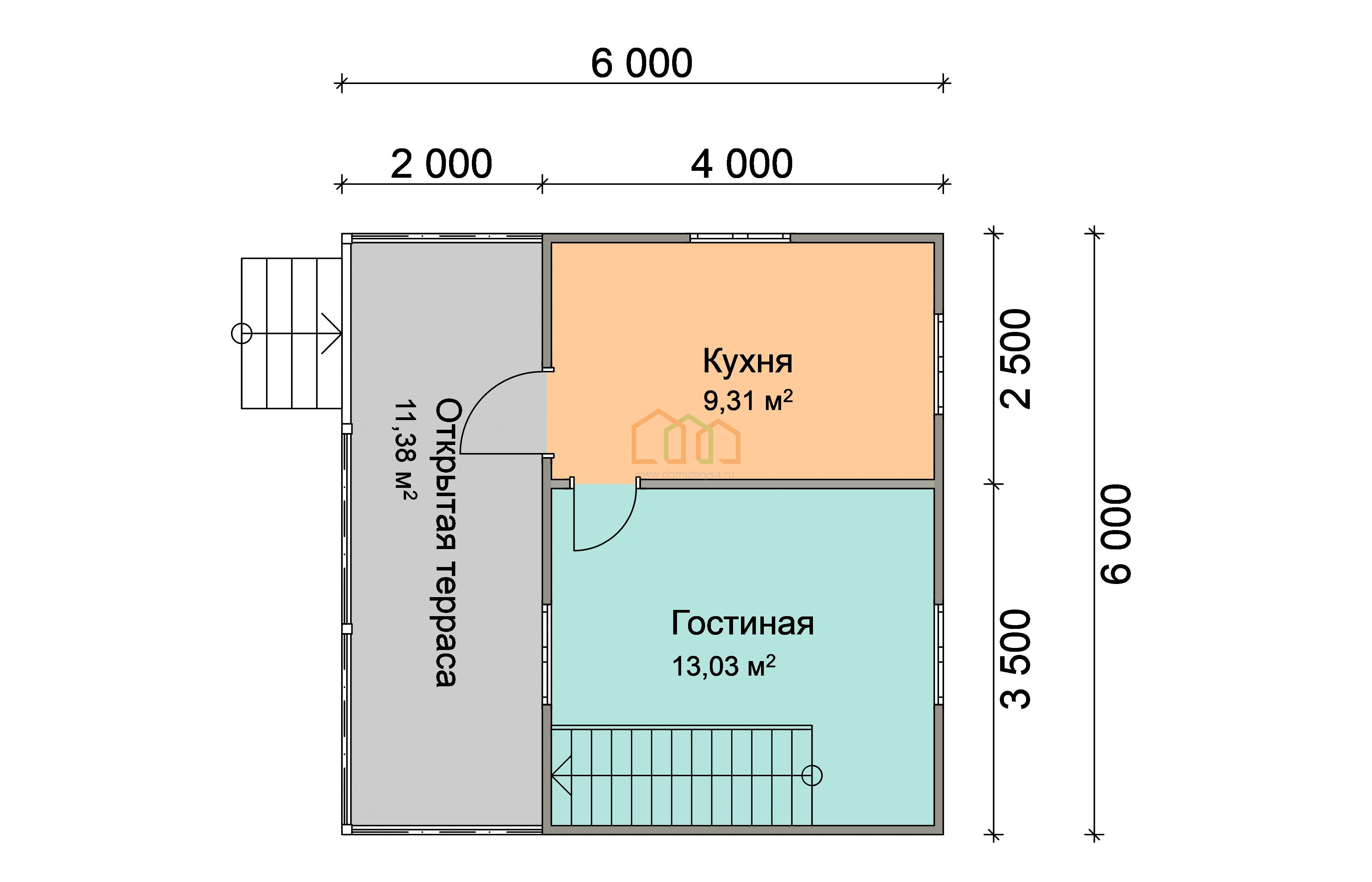 Каркасный дом 6х6 с мансардой - цена 1166000 руб под ключ в Химках.  Площадь: 63 м² с террасой